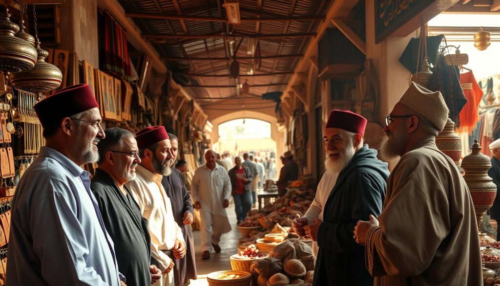 Moroccan men in souks